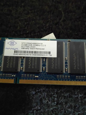 Μνήμη RAM Nanya 512MB DDR-333MHz PC2700S για Laptop σαν καινούργιο