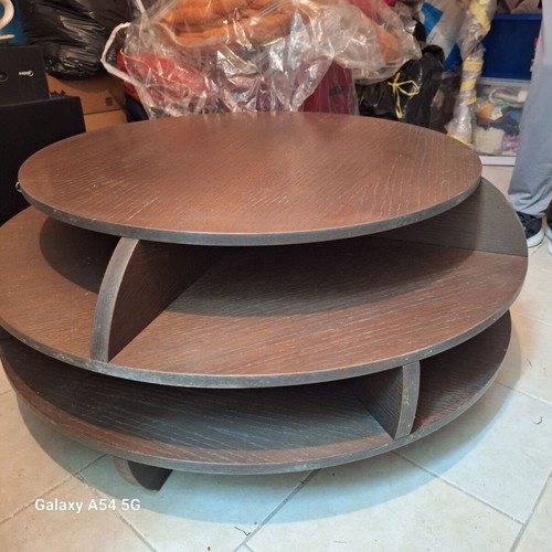 Coffee table used, round shape with storage compartments