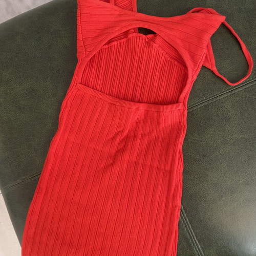 Bershka red mini dress onesize like new with wide neckline