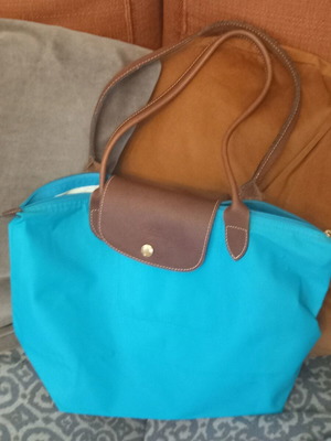 Longchamp shoulder bag used, medium size turquoise