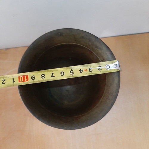 Bronze mortar and pestle used, vintage kitchen decoration