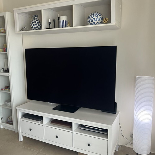 Hemnes TV furniture and shelf set used, white solid wood