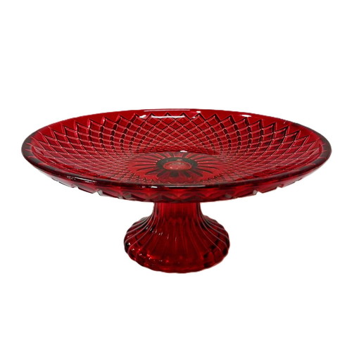 Vintage Ruby Red Glass Fruit Bowl 20 cm, like new