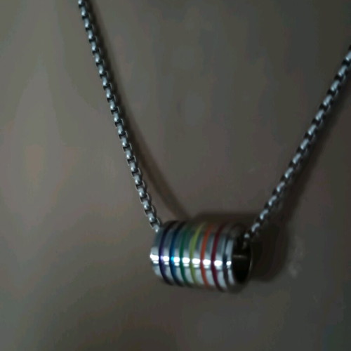 Κολιέ με σπείρα και ραβδωτά χρώματα rainbow, καινούργιο, ανοξείδωτο ατσάλι
