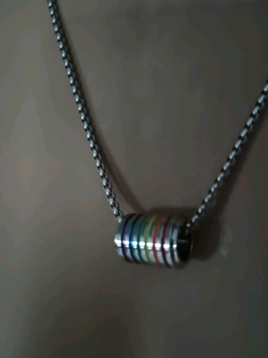 Κολιέ με σπείρα και ραβδωτά χρώματα rainbow, καινούργιο, ανοξείδωτο ατσάλι