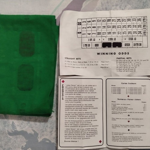 Roulette/ Ρουλέτα Vintage (1970's) Pleasantime,  Pacific Game Company, Wheel Chips Mat , 19€