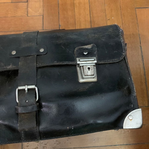 Leather technician bag used, handmade, vintage 1970s