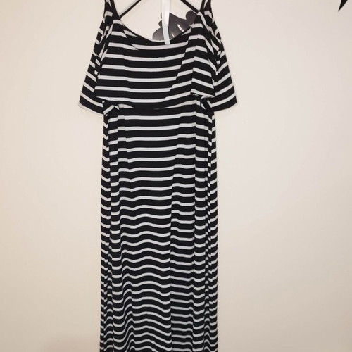 Exes striped long elastic dress size M like new, black and white