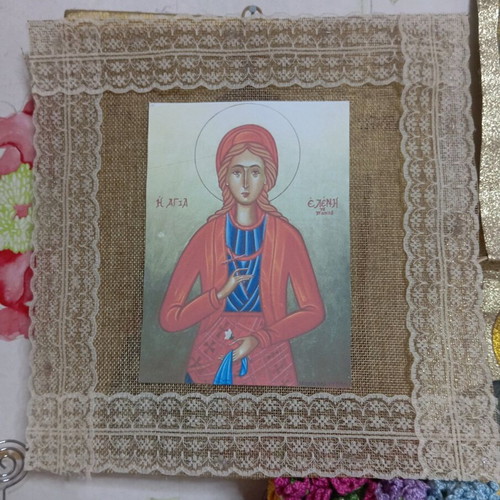 Image on fabric with paper 27x27cm