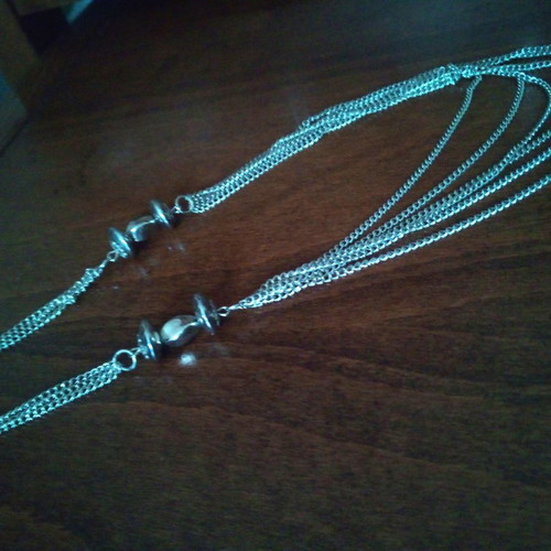 Layered chain necklace with hematite used, Y2K fashion