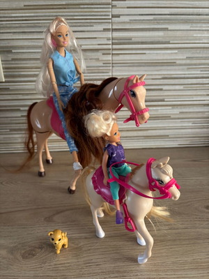 Barbie doll set with horses used