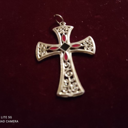 Silver cross 925 handmade with enamel new