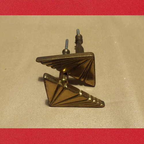 Metal door handles with designs for wooden door, used, set of 2, 10 cm length
