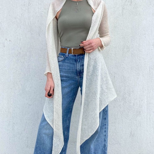 Cardigan in pashmina style Kontatto white like new, one size