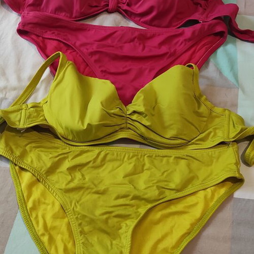 Swimsuits fuchsia and yellow, like new, set of 2