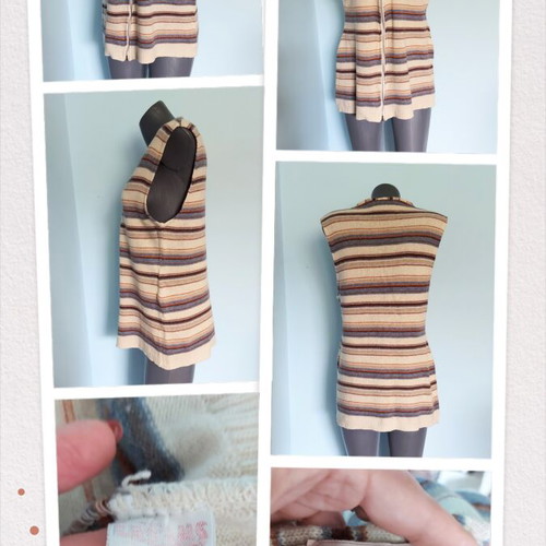 Dreams women's wool vest tunic with zipper, striped