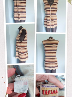 Dreams women's wool vest tunic with zipper, striped