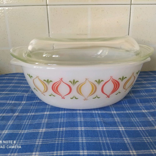 Jena Glass vintage 70's heat-resistant pot like new, onion pattern