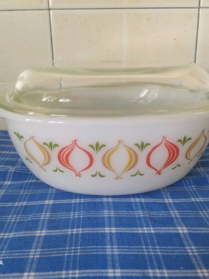 Jena Glass vintage 70's heat-resistant pot like new, onion pattern
