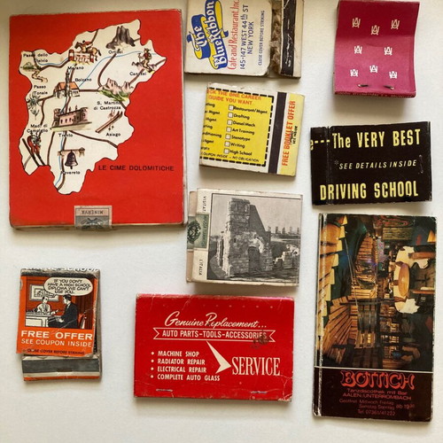 Various used matchboxes, pack of 8 without matches
