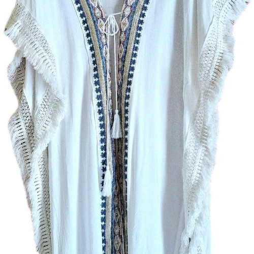 Achilleas Caftani like new, cotton with sequins and fringes