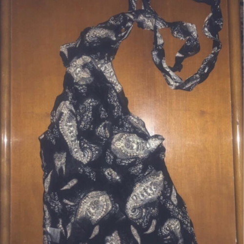 BSB black paisley asymmetrical top like new, size S