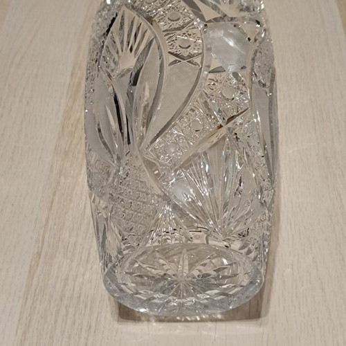 Bohemia vase and fondantière set used, carved crystal