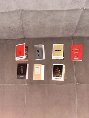 Μίνι αρώματα σαν καινούργια, πακέτο 7 με Boss, Rabanne, Burberry, Jean Paul Gaultier