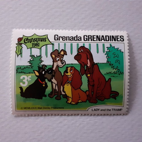 Disney Lady and the Tramp 1981 stamp set from Grenada Grenadines, new