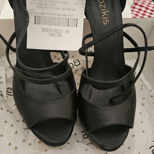 Bozikis Black Handmade High Heel Sandals Size 41 Like New