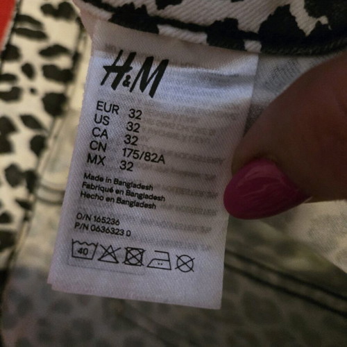 H&M Animal Print Elastic Pants XL Like New Black White