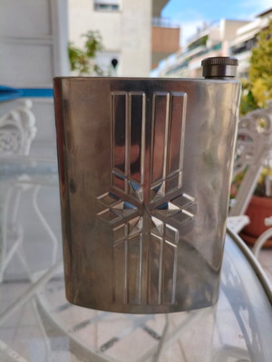 Metal vintage flask new with embossed design 16 cm