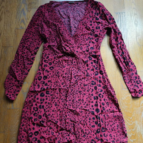 Animal print dress, red and black