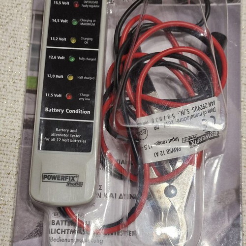 Powerfix 12V battery and alternator tester like new