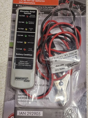 Powerfix δοκιμαστής μπαταρίας και δυναμό 12V σαν καινούργιο