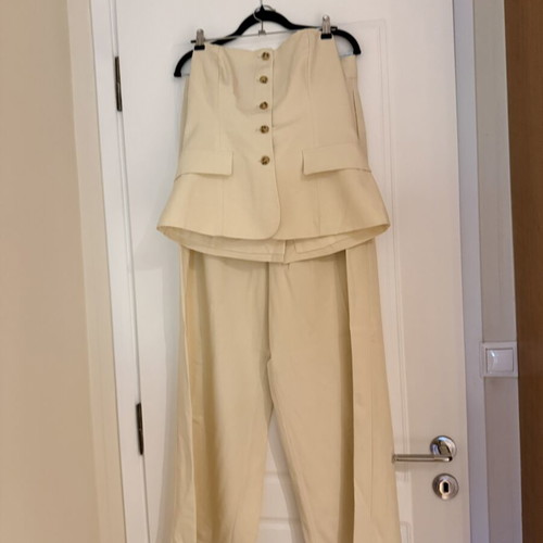 Zara strapless vest and pants set new, beige