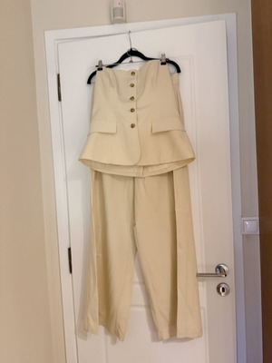 Zara strapless vest and pants set new, beige