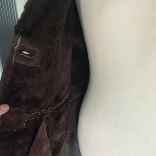 Zara brown long leather coat like new with synthetic fur lining