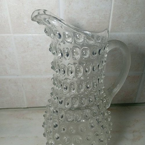 Vintage Hobnail glass pitcher like new with embossed design