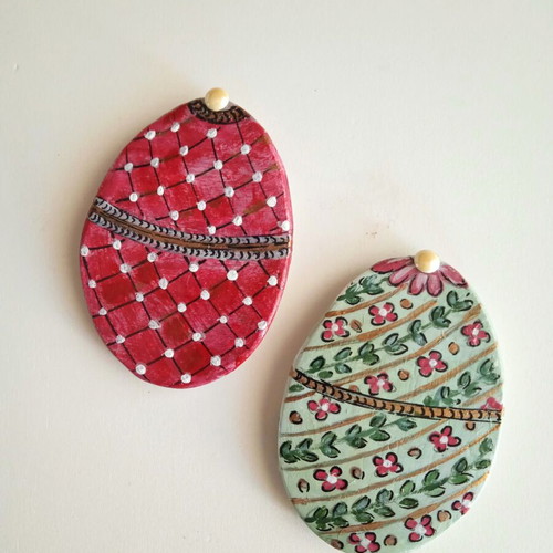 Handmade clay magnets new, hand-painted with acrylics and gloss