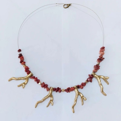 Zara necklace faux coral statement summer jewelry, like new