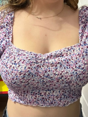 Έξωμο τοπάκι Pink Woman σαν καινούργιο, λευκό και μωβ, μέγεθος L