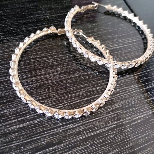 Large hoop earrings with rhinestones like new