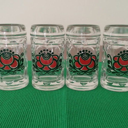 Mini Beer Glasses Stein Set of 6 like new with Oktoberfest style