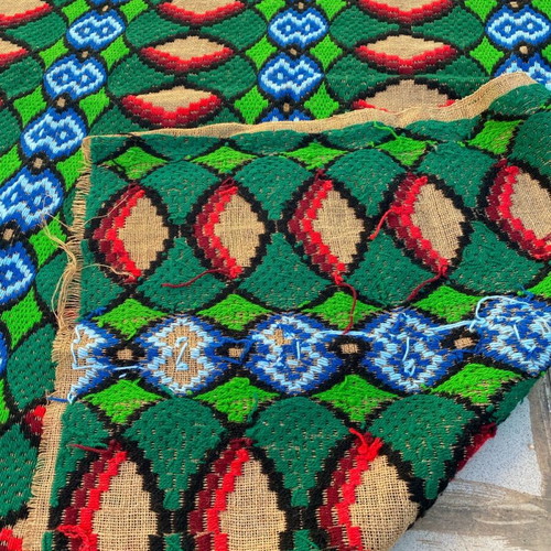 Decorative embroidery handmade on burlap new