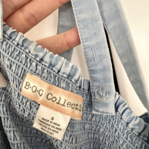 Floral Blue Dress With Denim Bust Like New, Size S