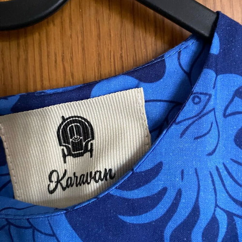 Karavan blue long dress with belt, like new, one size