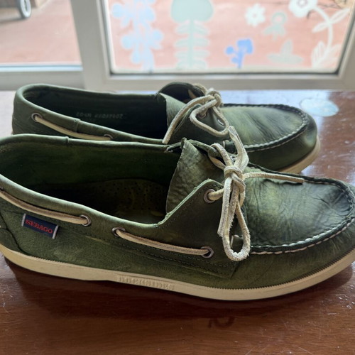 Sebago Dockside boat shoes used, green, size EU 44.5