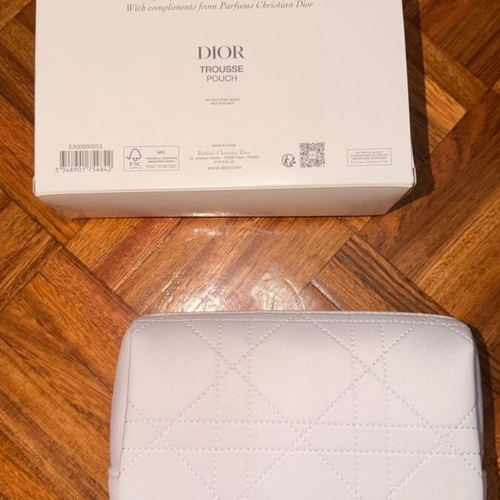 Dior white cosmetic pouch new with box
