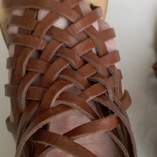 GES leather sandals used, ancient Greek style, brown, size 35
